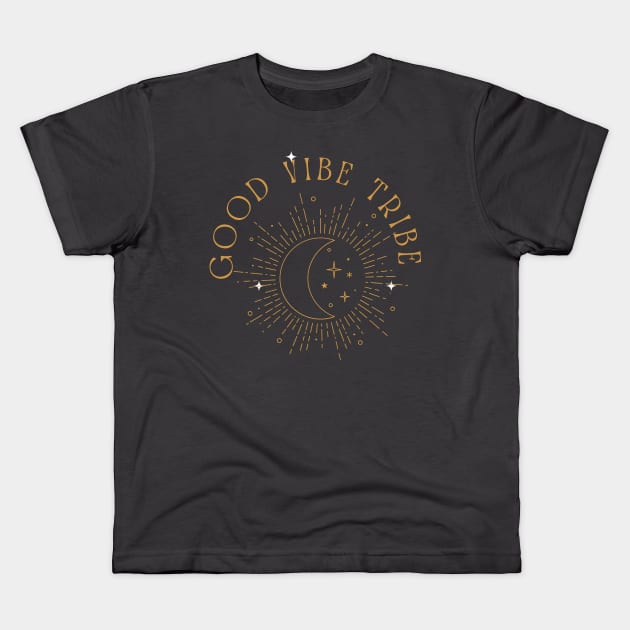 Sun Moon Stars Good Vibe Tribe Kids T-Shirt by Gifts of Recovery